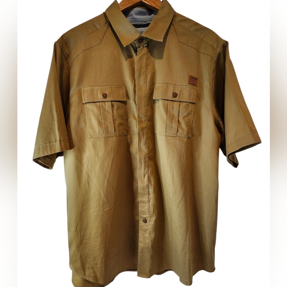 NEW ‼️ Sean John  Casual Button Down Shirt with Textured Fabric KAKI ,Tan color